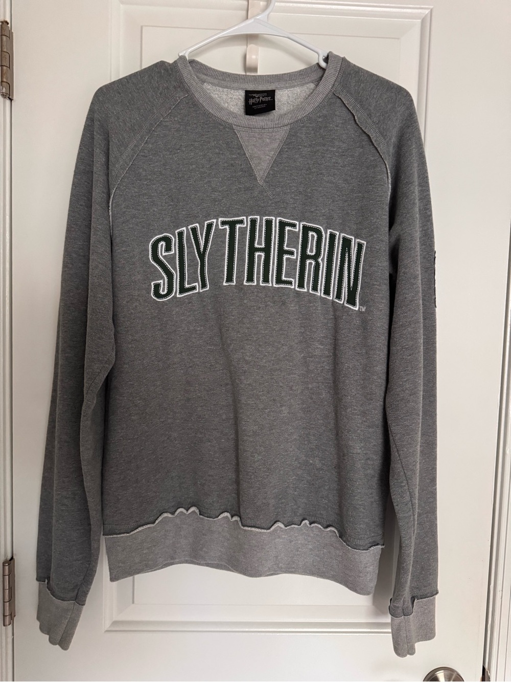 Harry Potter Slytherin Appliqué Crewneck Sweatshirt - Grey/Green
